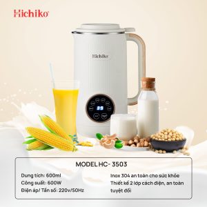 Máy làm sữa hạt 600ml Hichiko HC-3503 màu xanh lá, dành cho các bữa ăn lành mạnh