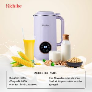 Máy làm sữa hạt 600ml Hichiko HC-3503 màu tím, dành cho các bữa ăn lành mạnh