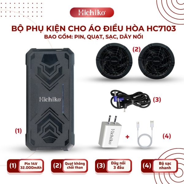 [HC7103] 32.000mAh, 14V Pin, sạc, quạt cho áo điều hòa