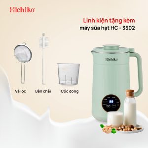 Máy làm sữa hạt 1000ml Hichiko HC-3502 màu xanh lá, dành cho các bữa ăn lành mạnh